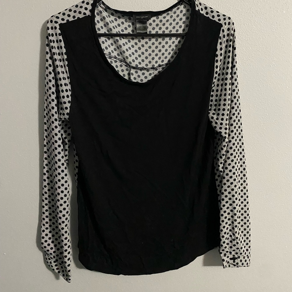 Black and White Polka Dot Long Sleeve Top